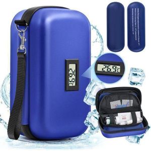 Trousse insulin Sac isothermique pour diabétique organisateur avec thermomètre deux sachets liquide réfrigérants