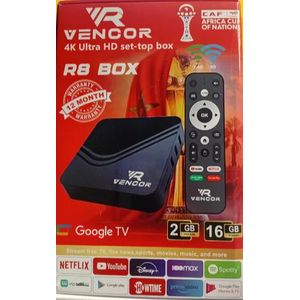 R8 Box Android 2Go RAM 16Go stockage android 14+ noir
