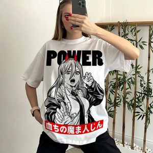 BENYAHYA STORE T-shirt Oversize Chainsaw Man Teshirt Power Anime Japan Tshirt Manga