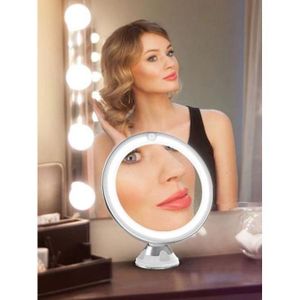 Miroir de Maquillage LED avec Écran Tactile et Grossissement 10x – Portable, Rotatif 360°, Ventouse Flexible pour Salle de Bain & Coiffeuse