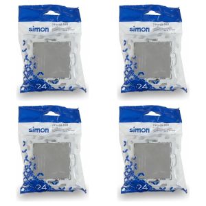 SIMON Lot de 4 - Interrupteur à Bascule S24 - Cadre Blanc - Pour Maison & Bureau - Finition Mate