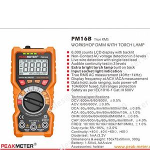 Peakmeter MS8236 Multimètre avec enregistreur de données USB