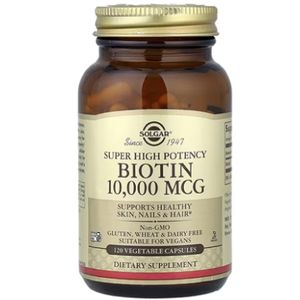 Solgar Biotin, Super High Efficacy, 10,000 µg, 120 Vegetable Capsules