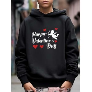 هودي للأطفال "حب ورسائل" لعيد الحب - بوليستر مريح، أكمام طويلة، ملابس رياضية كاجوال للأولاد والبنات