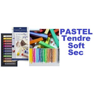 Faber castell Boîte 12 Pastels Soft carré tendres Creative Studio,Couleurs intenses et vives