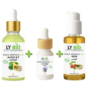 LY BIO PACK HUILE AVOCAT 50ml - PIPETTE + HUILE ESSENTIEL LAVANDE 10ML + HUILE SIDR 50ML - POMPE
