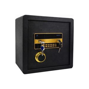 Coffre-Fort Électronique Écran Doré Élégant Doublure Intérieure Avec Code PIN, 2 Clé et Fonction Alarme - 40x38x33cm