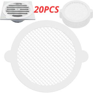  Filtre à cheveux jetable,20 pièces, pour évier de salle de bains, filtre autocollant, filtre Anti-blocage pour cheveux, accessoires de cuisine et de salle de bains