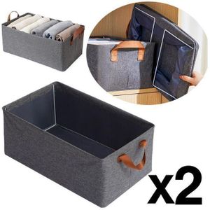 Lot de 2 Boîtes de Rangement Pliables– Organisateur Sous-Lit et Placard en Tissu Renforcé avec Poignées