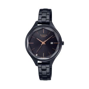 Casio SHE-4062BD-1A - Sheen Collection - Très belle montre noir style classique - Dateur sur 3h & pierre strasse sur 7h - 