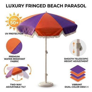 Parasol de Plage 2 m Inclinable – Tissu Anti-UV Haute Protection