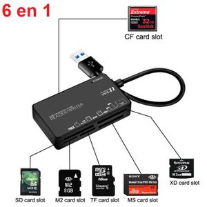 Lecteur de carte mémoire USB 2.0, SD SDHC M2 MMC XD CF compactflash Compact Flash micro MS, Vitesse 480Mbps