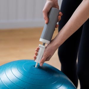 Pompe Manuelle Pour Ballon de Gym - Compacte et Légère - Accessoire de Fitness - Blanc et Gris