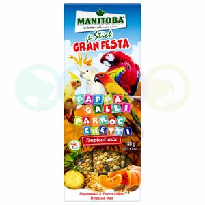 Manitoba Bâtonnets Friandises Tropicales pour Perroquets & Perruches 140g – Snack Naturel aux Fruits