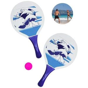 Set de Raquettes de Plage en Bois – 2 Raquettes + 1 Balle
