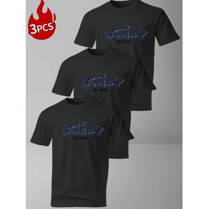 3 تيشرتات رجالية من بروكلين - طباعة حروف بارزة، ياقة دائرية، أكمام قصيرة، مثالية لإطلالة عصرية صيفية أنيقة، متوفرة بمقاسات من S إلى 3XL - هدية مثالية لعشاق أزياء بروكلين، قابلة للغسل في الغسالة، تصميم أنيق