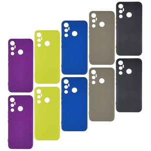 Pack 10 Pochettes silicone pour infinix Hot 11 Noir - Gris - Bleu - Jaune - Violet foncé 