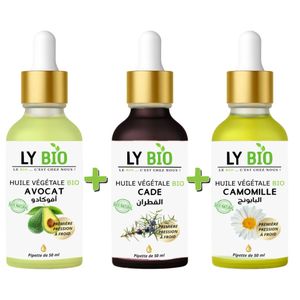 LY BIO PACK HUILE AVOCAT 50ml - PIPETTE + HUILE CADE 50ML - PIPETTE + HUILE CAMOMILLE 50ML - PIPETTE