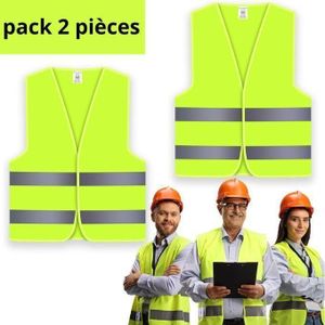 lot de 2 Gilets de Sécurité, Jaune Haute Visibilité, Unisexe