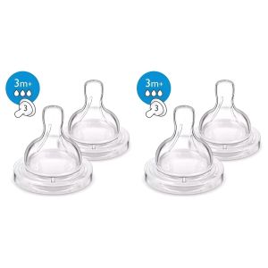 Tétines bébé - Débit moyen - Pour bébés 3 mois et plus - Lot de 2