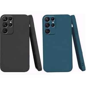 2 Pochette silicone pour Samsung Galaxy s23 Ultra Noir et bleu