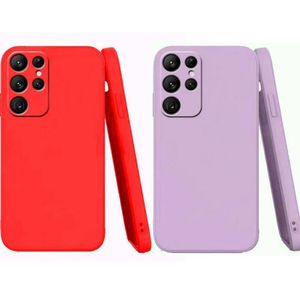 2 Pochette silicone pour Samsung Galaxy s23 Ultra Rouge et Mauve 