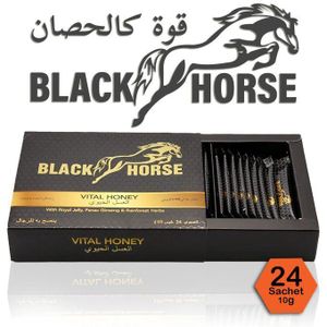BIack Horse VITA-Honey - Point chaud Aliments biologiques pour hommes Miel de gelee royale biologique de haute qualite, Miel royal personnalise (paquet de 24 sachets)