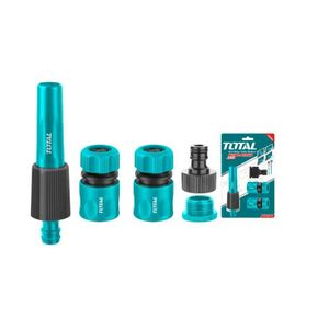 TOTAL Kit d'Arrosage Complet 5 Pièces - Buse de Jet Réglable et Raccords Rapides pour Tuyau