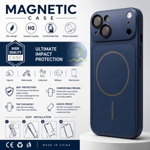 Cover Coque Magnétique Compatible iPhone 13 – Protection 360° Antichoc avec Support MagSafe – Bleu Marine