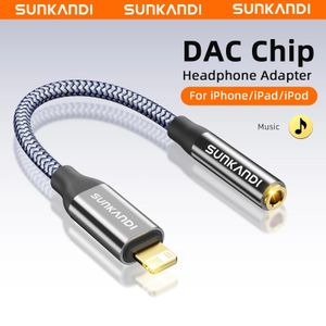 SUNKANDI Adaptateur Lightning vers prise casque 3,5 mm pour iPhone, adaptateur de puce DAC, câble audio pour iPhone 14 13 12 11 X XS 8 7