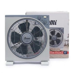 Bonomi Ventilateur de bureau carré 12 pouces - 3 vitesses avec minuterie et moteur silencieux - Modèle KYT-1202