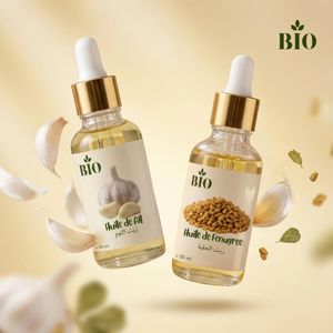 Bio Huile de ail 50 ml & Huile de fenugree 50 ml soin végétal organic qualité supérieure