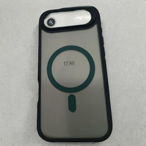 Case غطاء خلفي مقاوم للصدمات لهاتف ايفون 17 إير، شفاف باللون الأخضر المدخن