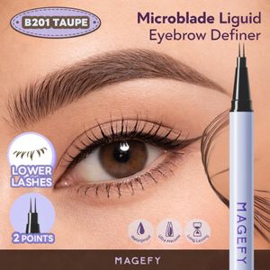 MAGEFY Stylo Sourcils Microblade B201 Taupe – Eyebrow Pen Liquide 2 Pointes, Effet Poil Naturel, Définition Précise