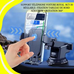 Kakusiga Support Téléphone Voiture Royal RC T30 – Réglable – Rotation 360° – Fixation Tableau de Bord / Aérateur
