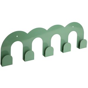 Patère murale - Métal 5 crochets - Rangement vêtements & accessoires - Vert