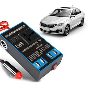 Convertisseur de puissance 1500 W pour voiture, 12/24 V vers 110/220 V, ports de charge rapide, prises CA, Onduleur de puissance