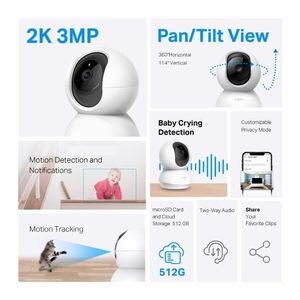 TP-Link Caméra de surveillance WiFi panoramique et inclinable Indoor 2K 3MP