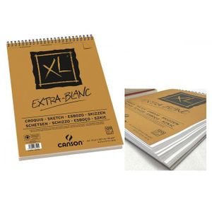 Canson  Bloc Carnet Dessin Croquis A4 XL 120 Feuilles 90g Extra Blanc,Grain léger