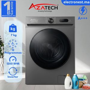AZATECH غسالة أوتوماتيكية 8 كجم - آلة انفرتر - 1400 لفة/دقيقة، A+++, RWM-08FL-I