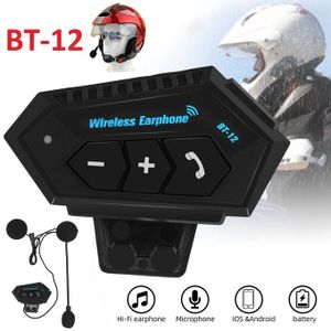 Kit d'écouteurs sans fil BT12 pour casque de moto, casque, mains