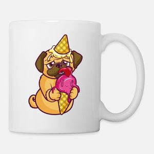 Fun pug with ice creams Mug, Haut Qualité , كأس ,كوب مخصص ,هدية عيد ميلاد