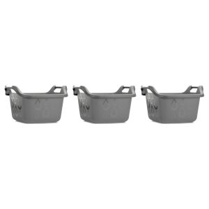 Lot de 3 - Bassine Quadralogic 16L - Gris - Plastique Résistant - Usage Domestique Polyvalent