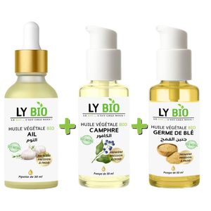 LY BIO PACK HUILE AIL 50ML - PIPETTE + HUILE CAMPHREE 50ML - POMPE + HUILE GERME DE BLE 50ML - POMPE