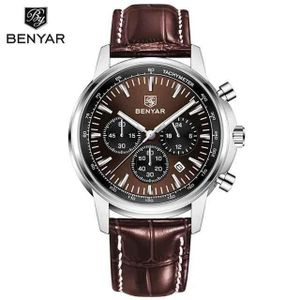 Benyar ساعات ماركة فاخرة مقاومة للماء رياضية كوارتز كرونوغراف