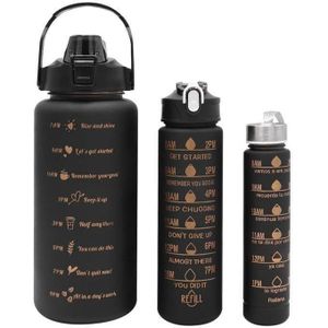Ensemble de 3 bouteilles d'eau de sport avec de différentes tailles (2 L + 900 ml + 300 ml), anti-fuite