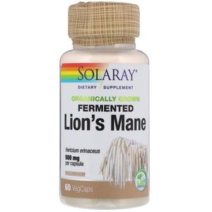 Solaray Champignon crinière de lion fermenté Cultivé biologiquement 500 mg. - 60 Gélules végétales