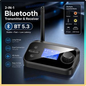 Adaptateur Bluetooth 5.3 C41 2-en-1 Émetteur & Récepteur – Double Connexion Casque, AUX 3,5 mm, Optique, Coaxial, Écran LCD & Carte TF