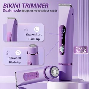 Rasoir Électrique Féminin 2-en-1 Premium - Tondeuse Bikini & Shaver Sans Douleur avec Écran LCD, Étanche IPX7 (Wet & Dry), Rechargeable USB pour Corps, Jambes & Zones Intimes