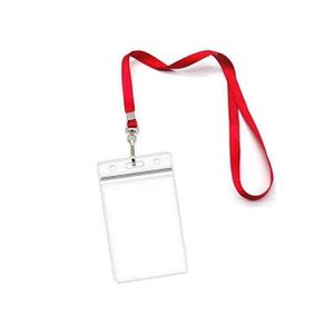 Pack de 10 porte-badges verticaux étanches avec cordon rouge